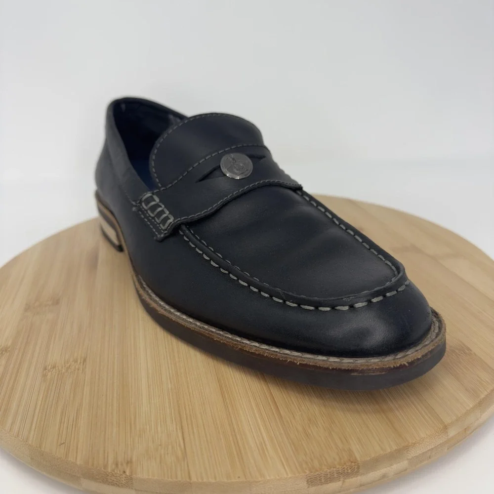 Original‎ Penguin Benson Shoes Mens Size 11 Black Leather Penny Loafers Dress